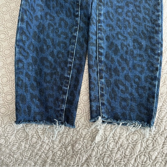 JUDY BLUE Jeans Mid-Rise Leopard Cheetah Print Skinny Raw Hem Blue Size 13/31 - Picture 14 of 15